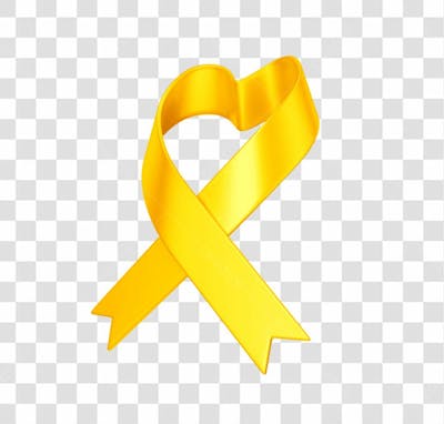 Elemento 3D Laço Fita Ribbon Amarelo Em Formato De Coração Png Transparente Sem Fundo (4)