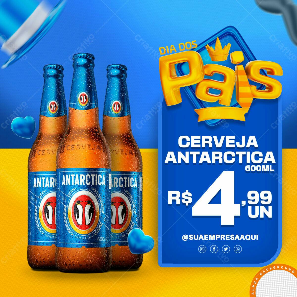 Selo 3D promocional cerveja azul e dourado