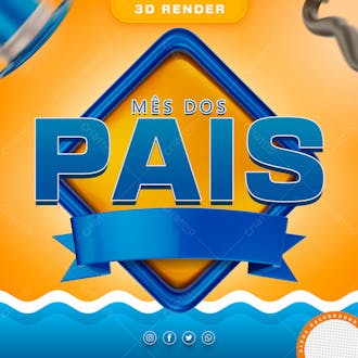 Mes dos pais azul elemento 3d para composicao psd