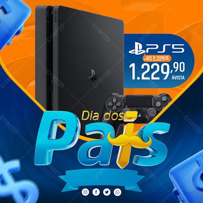 Loja Dia Dos Pais Produto Ps 5 Social Media Psd Editavel