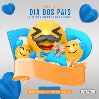 Elemento 3d para composicao dia dos pais emojis psd