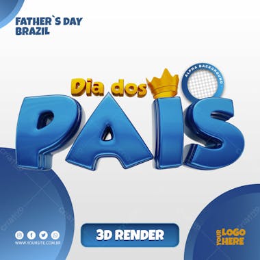 Dia dos pais texto 3d para composicao psd