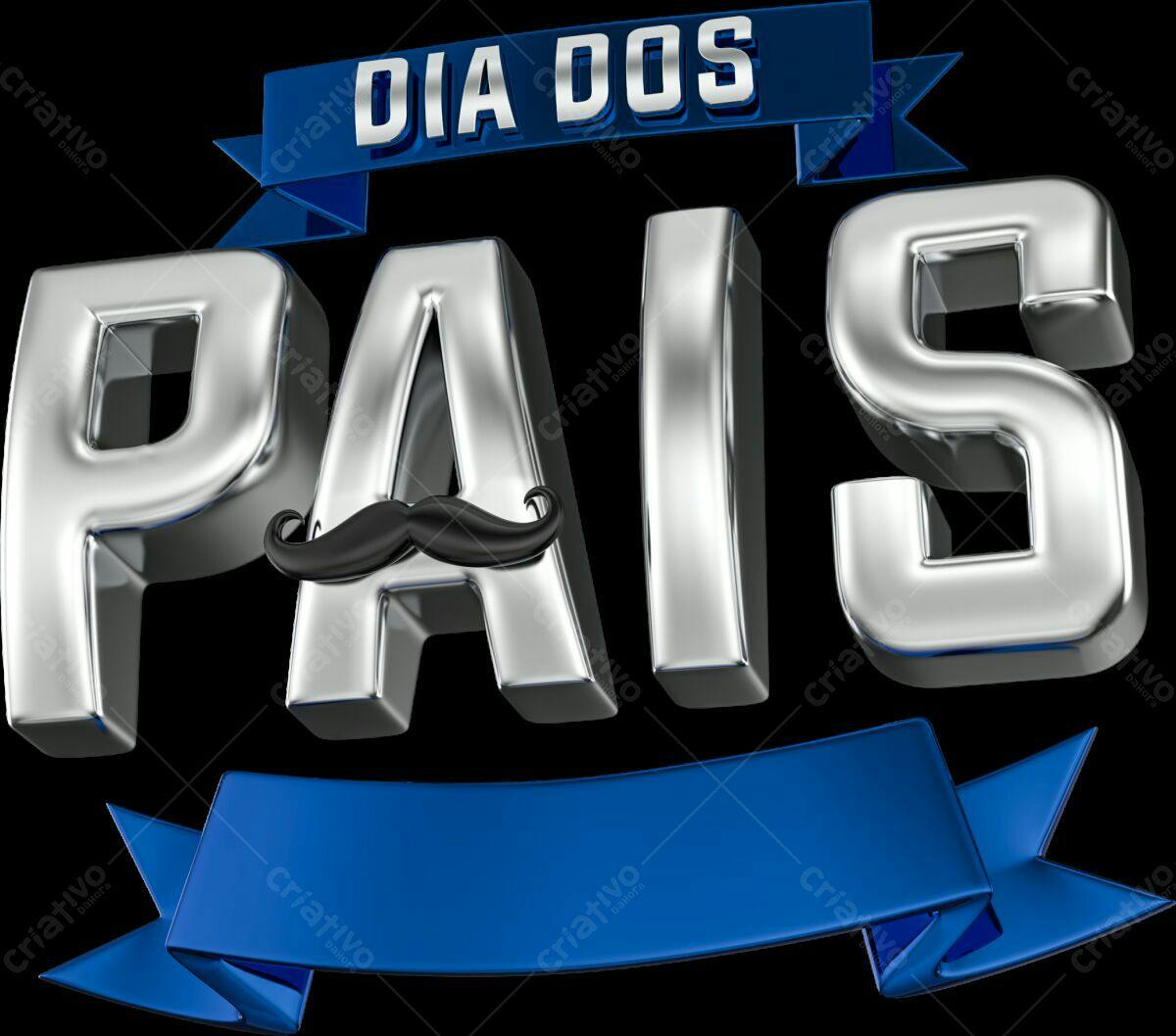 Selo 3D Dia dos Pais Prata e Azul