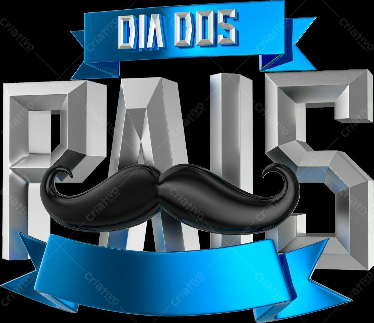 Selo 3D Dia dos Pais Prata e Azul metálico