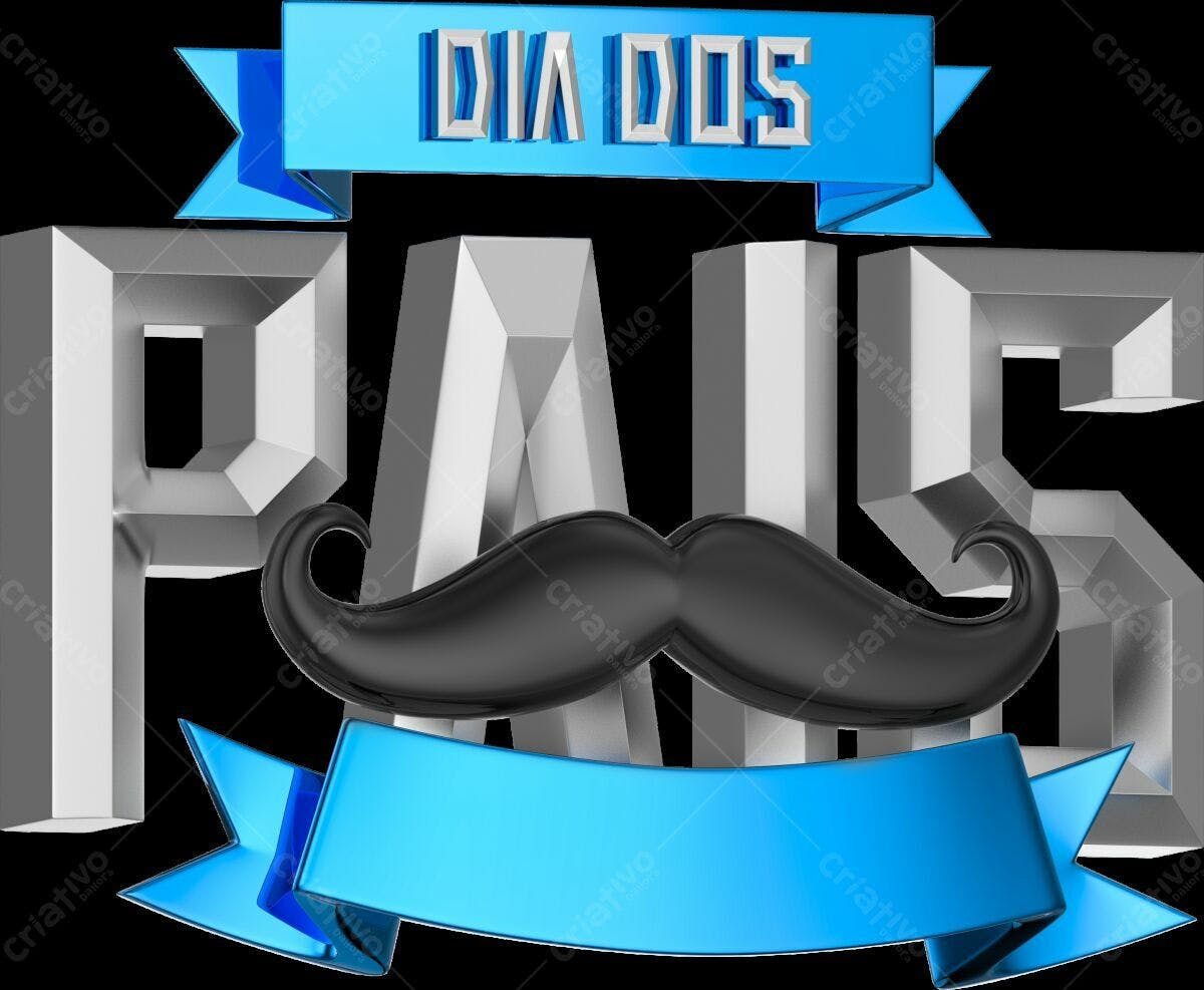 Selo 3D Dia dos Pais Prata e Azul