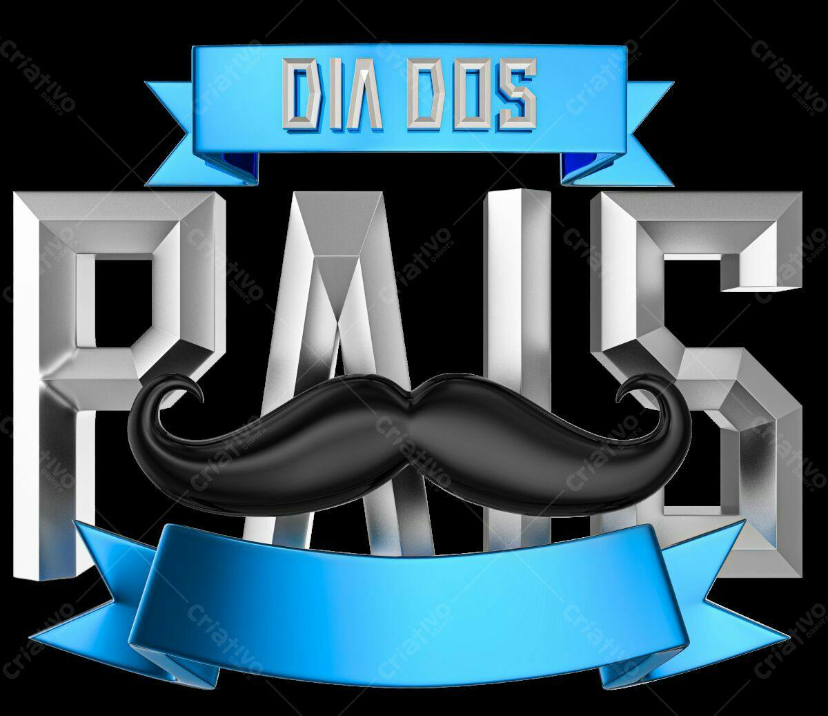 Selo 3D Dia dos Pais Prata e Azul