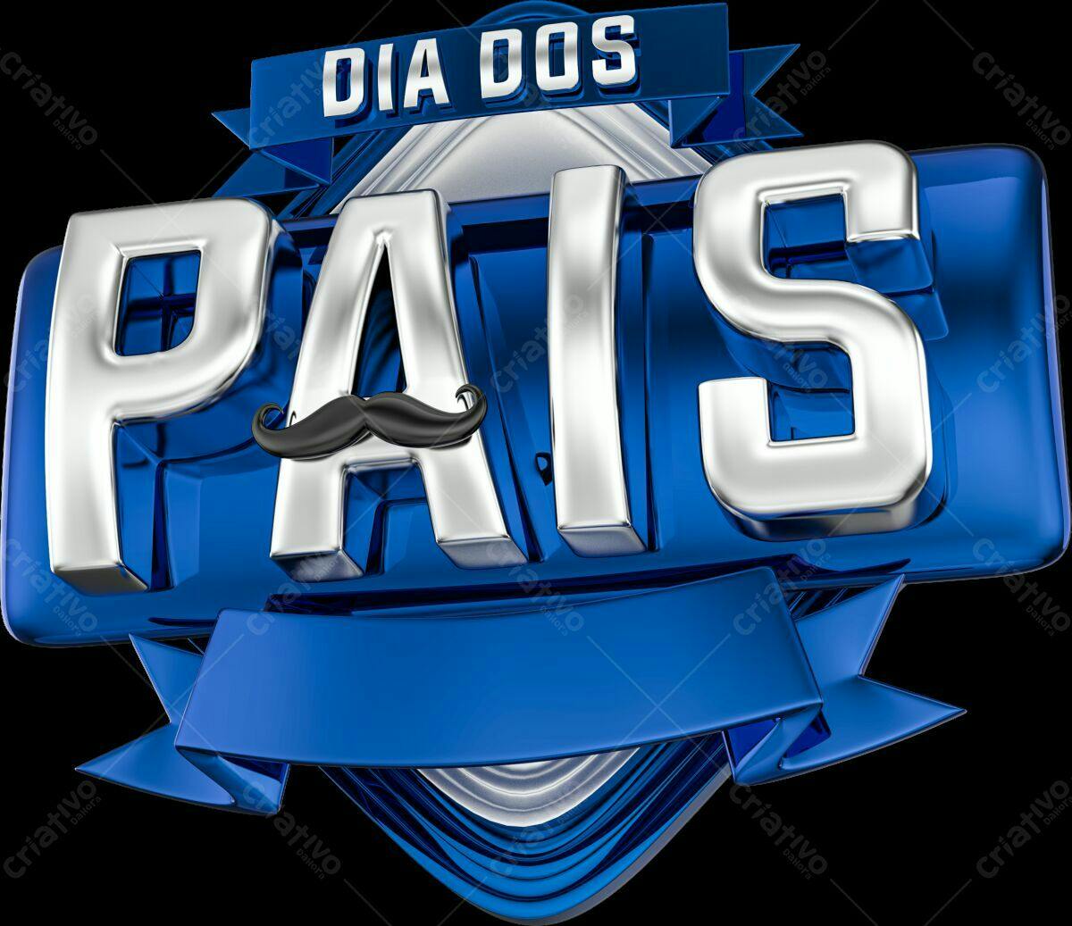 Selo 3D Dia dos Pais Azul e Prata Metalizado