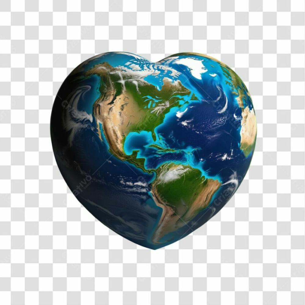 Coração 3D Terra Png Transparente (6)