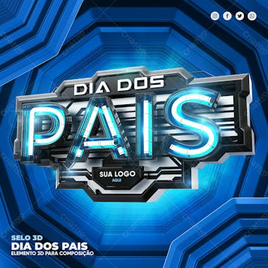 Dia dos pais selo 3d elemento para composicao psd editavel