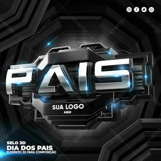 Dia dos pais selo 3d elemento para composicao psd