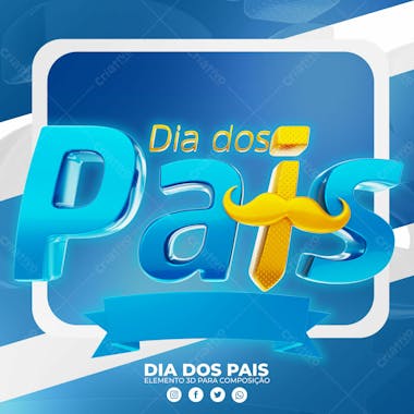 Dia dos pais selo 3d elemento para composicao psd