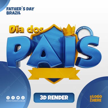 Dia dos pais selo 3d branco para composicao psd