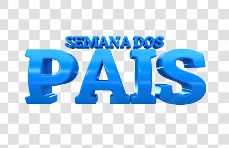 Texto 3d azul semana dos pais para composicao png transparente