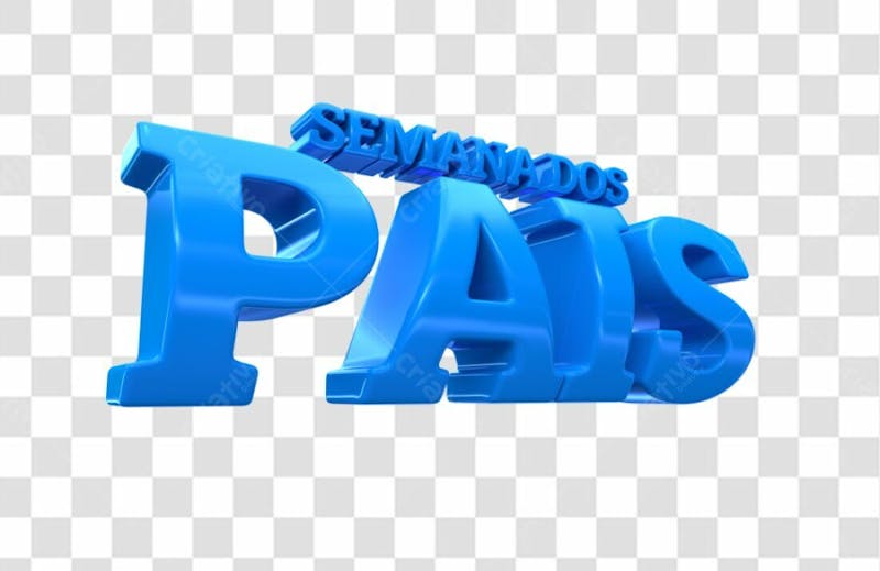 Texto 3d azul semana dos pais para composicao png transparente