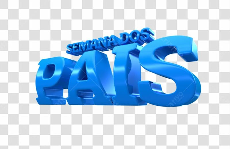 Texto 3d azul semana dos pais para composicao png transparente