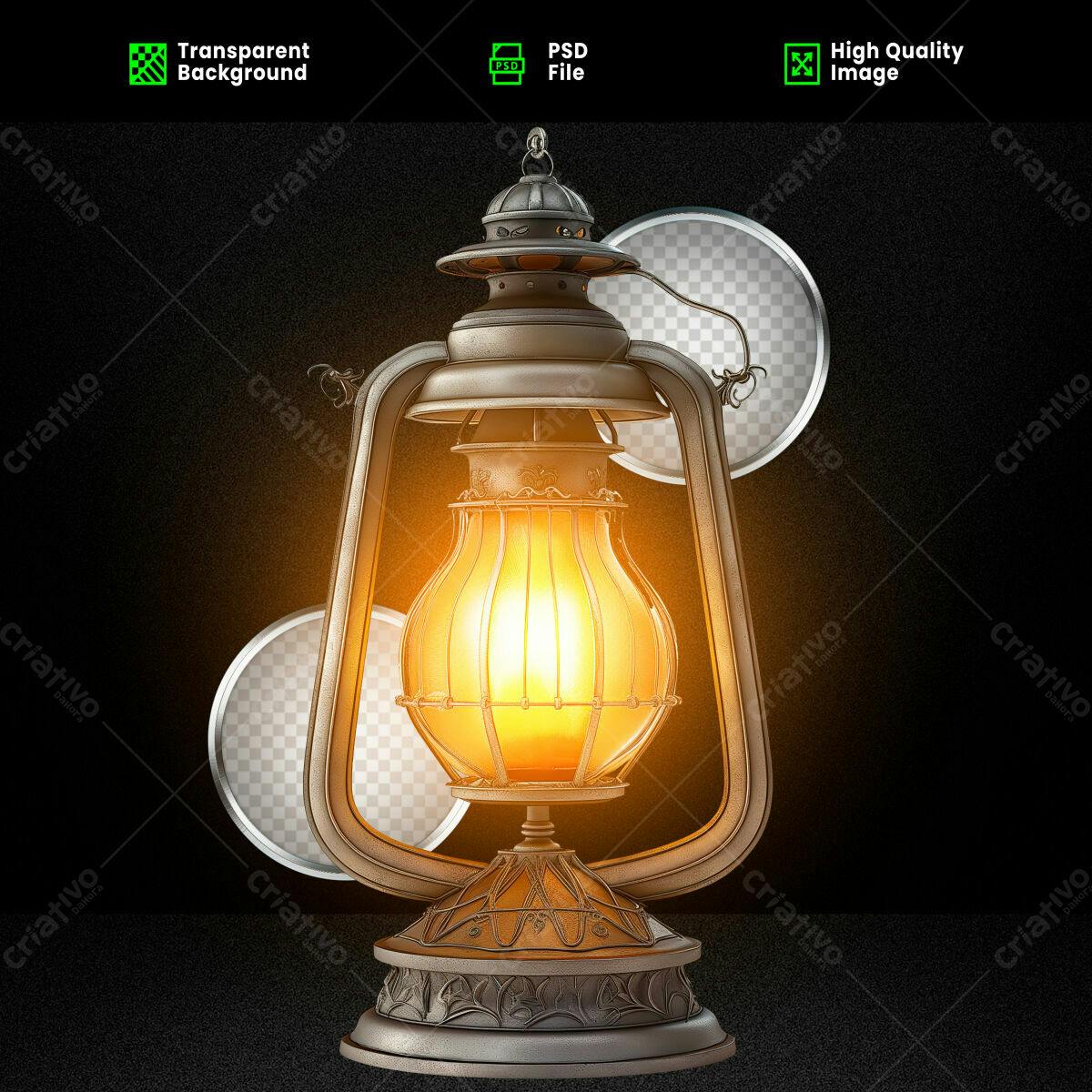 PSD Luminária Antiga para Design de Decoração PSD Editável