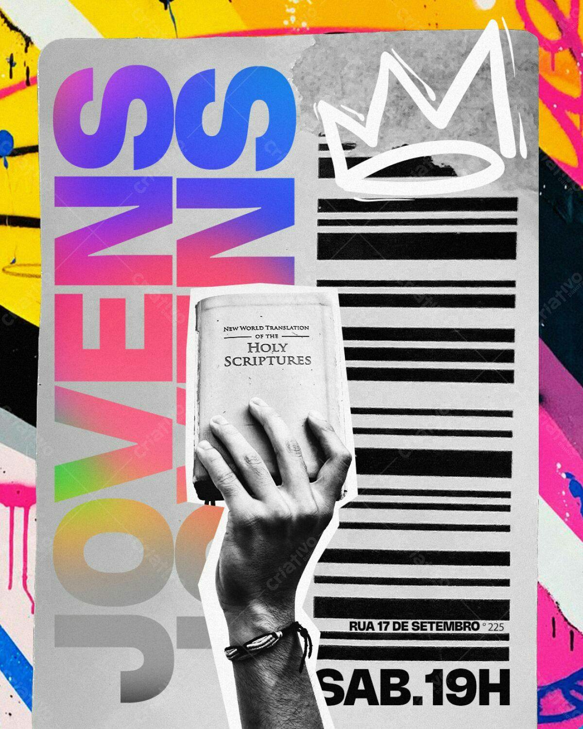 Flyer para Evento Jovem com a Bíblia PSD Editável
