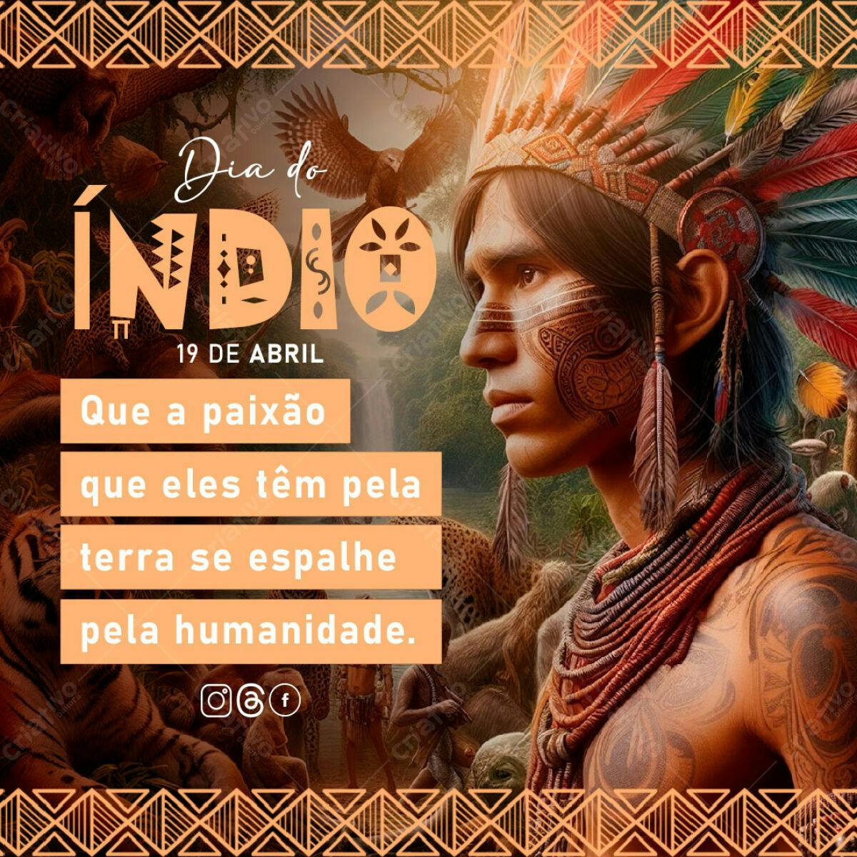 Post para Dia do Índio PSD Editável
