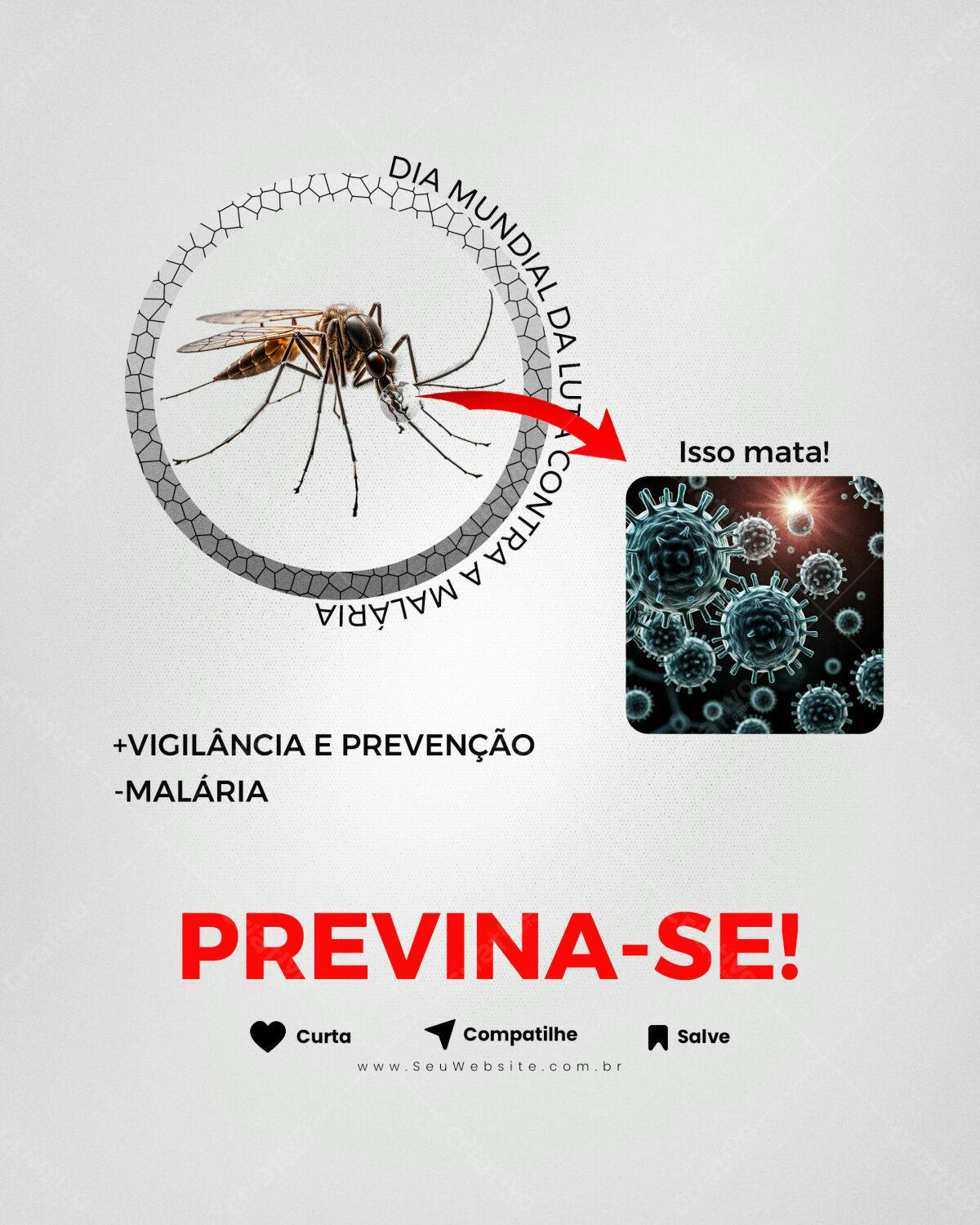 Post para o Dia Mundial da Luta Contra a Malária PSD Editável