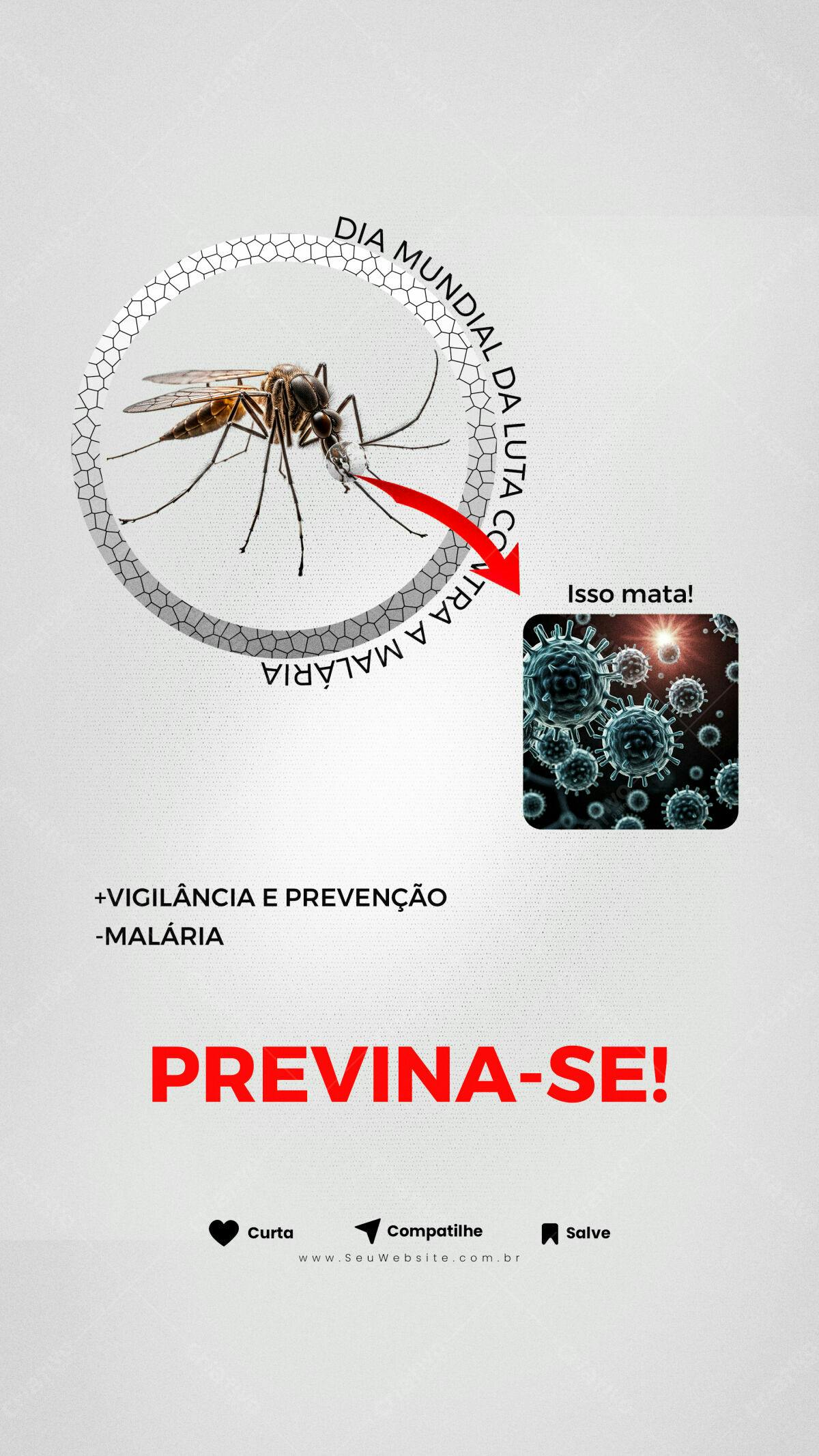 Poster Dia Mundial da Luta contra a Malária PSD Editável