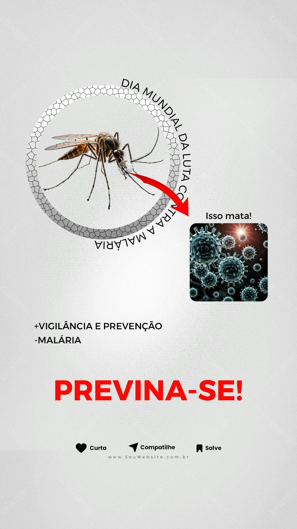 Stories Mais Vigilância E Prevenção E Menos Malária Psd Editável Para O Dia Mundial Da Luta Contra A Malária