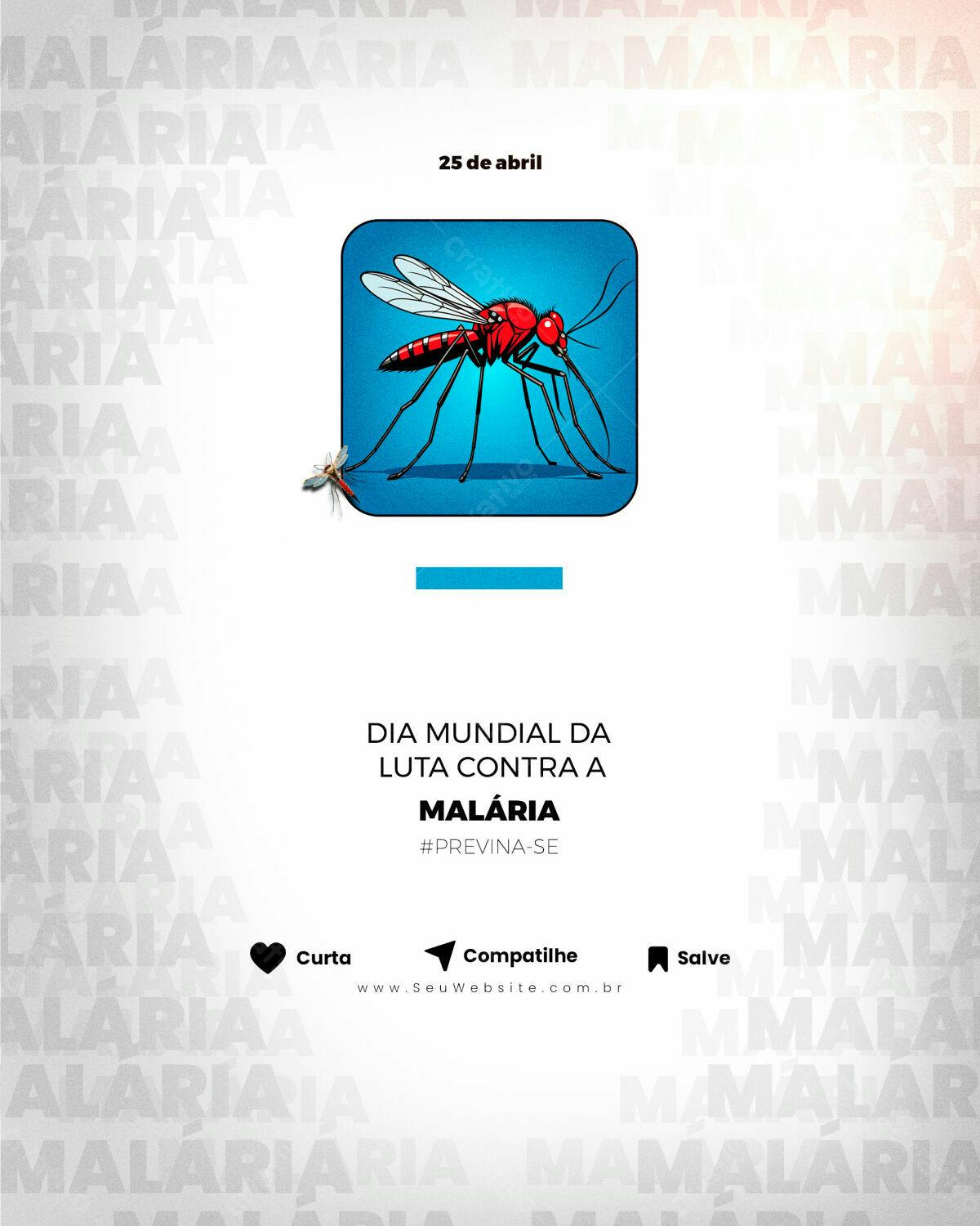 Flyer Dia Mundial da Luta Contra a Malária PSD Editável