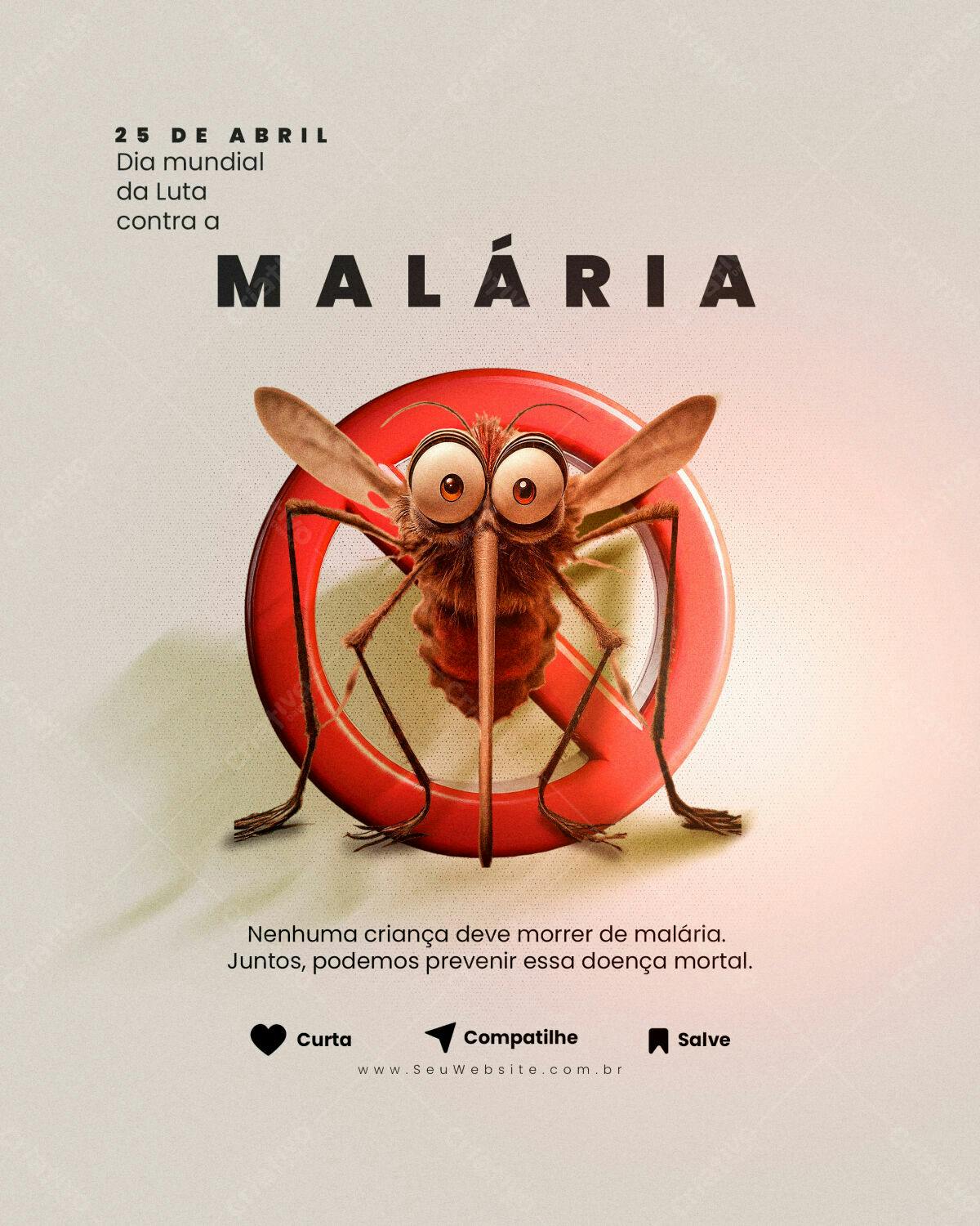 Poster Dia Mundial da Luta contra a Malária PSD Editável