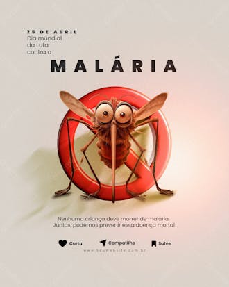 Nenhuma criança deve morrer de malária psd editável 25 de abril dia mundial da luta contra a malária