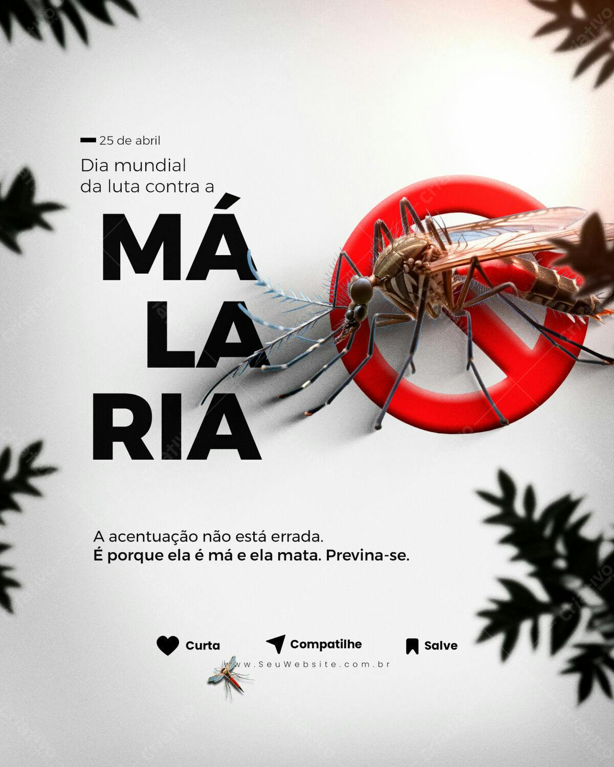 Flyer Dia Mundial da Luta Contra a Malária PSD Editável