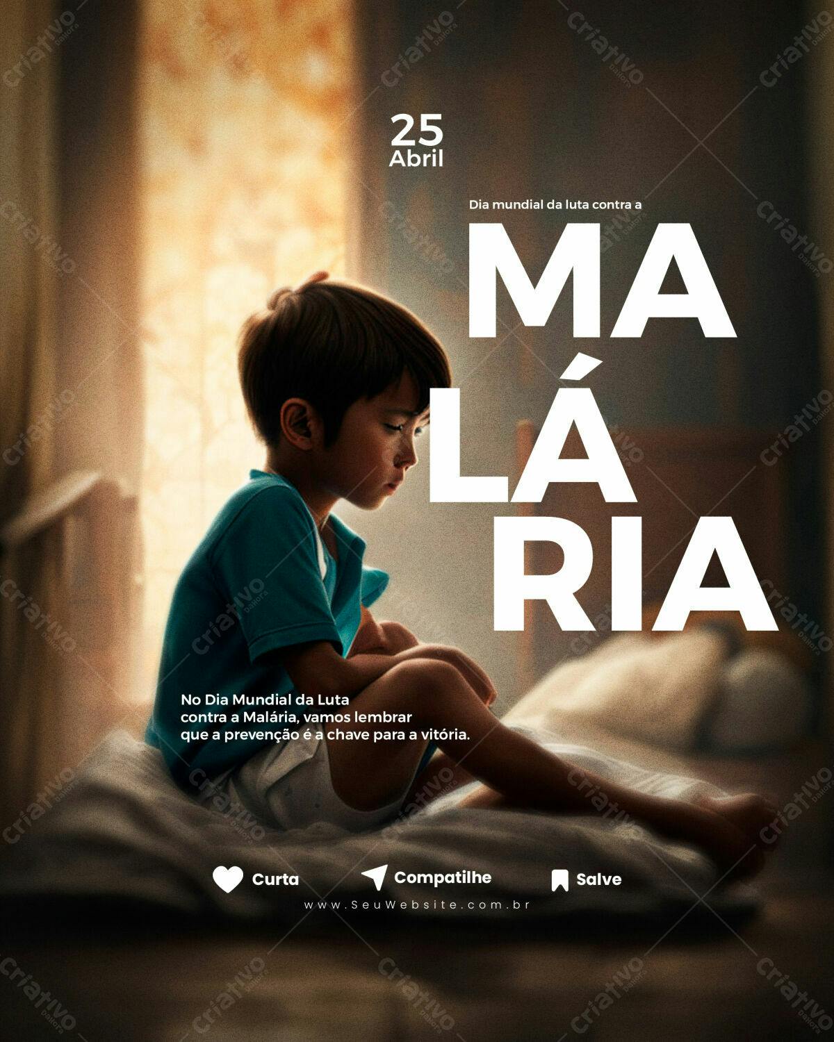 Poster Dia Mundial da Luta contra a Malária PSD Editável