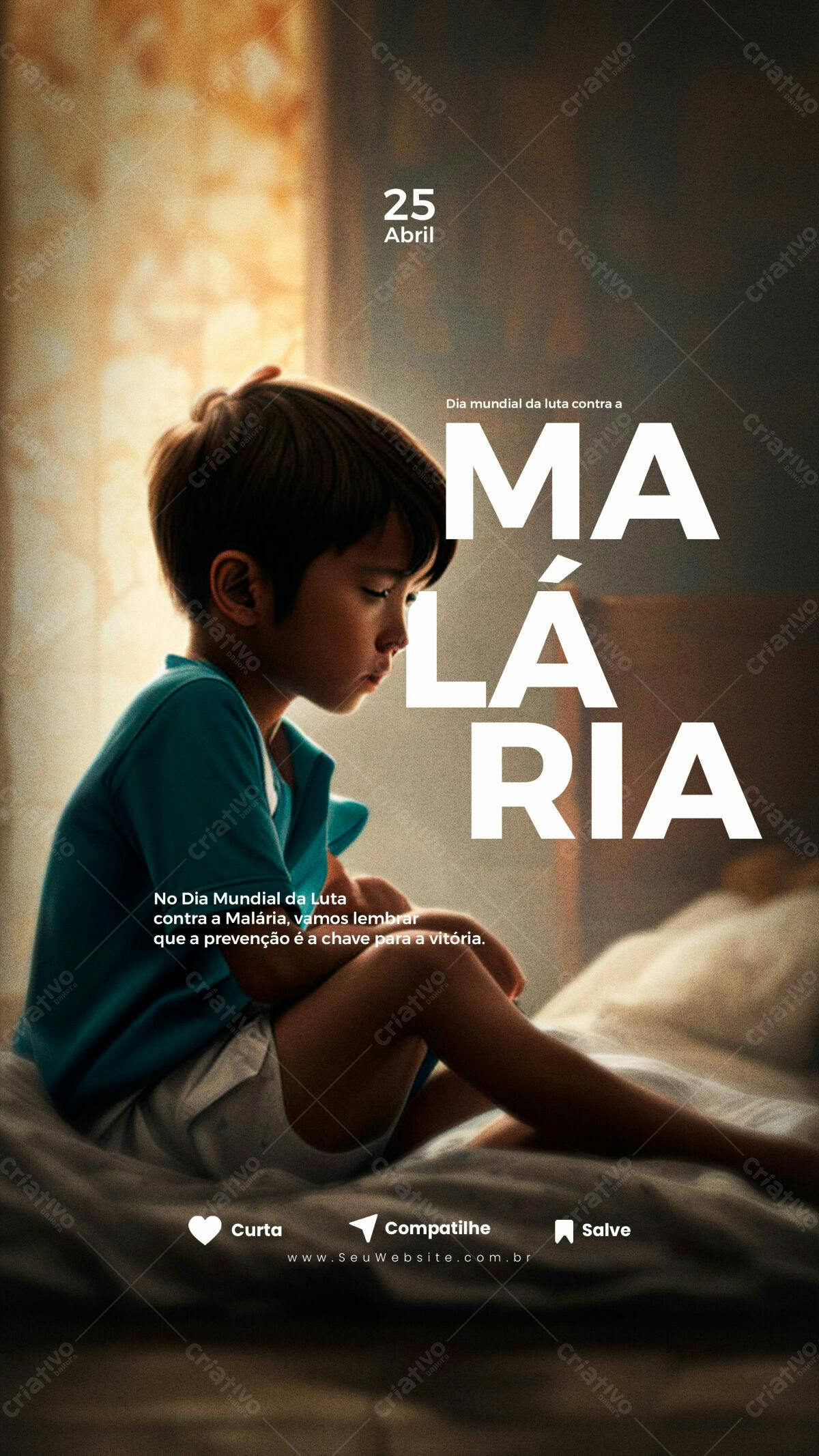 Flyer Dia Mundial da Luta contra a Malária PSD Editável