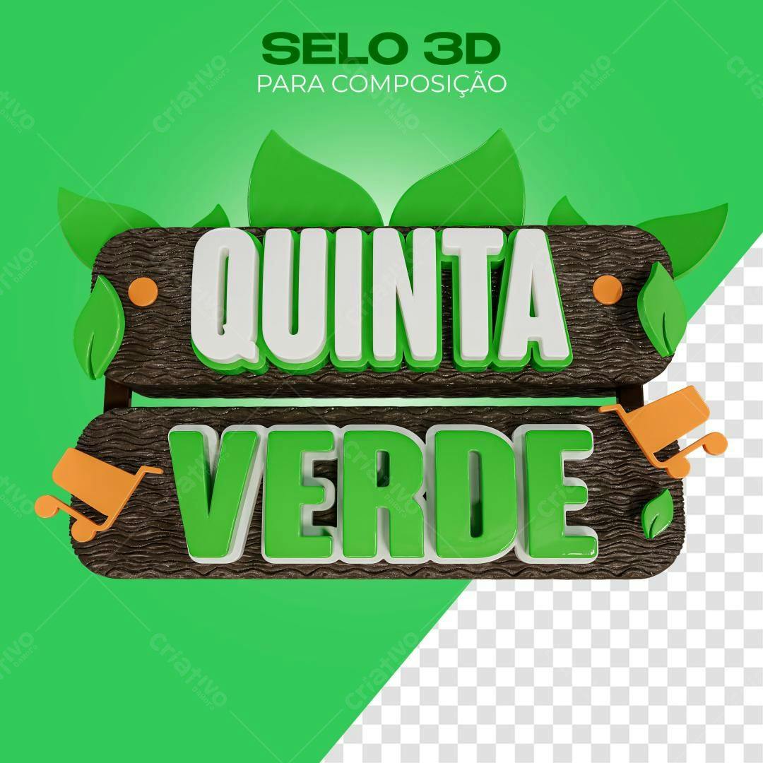 Selo 3D Quinta Verde PSD Editável