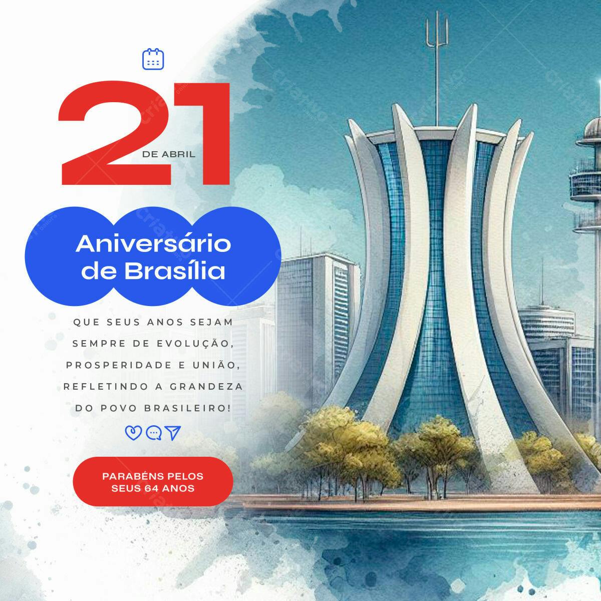 Postagem Aniversário de Brasília PSD Editável