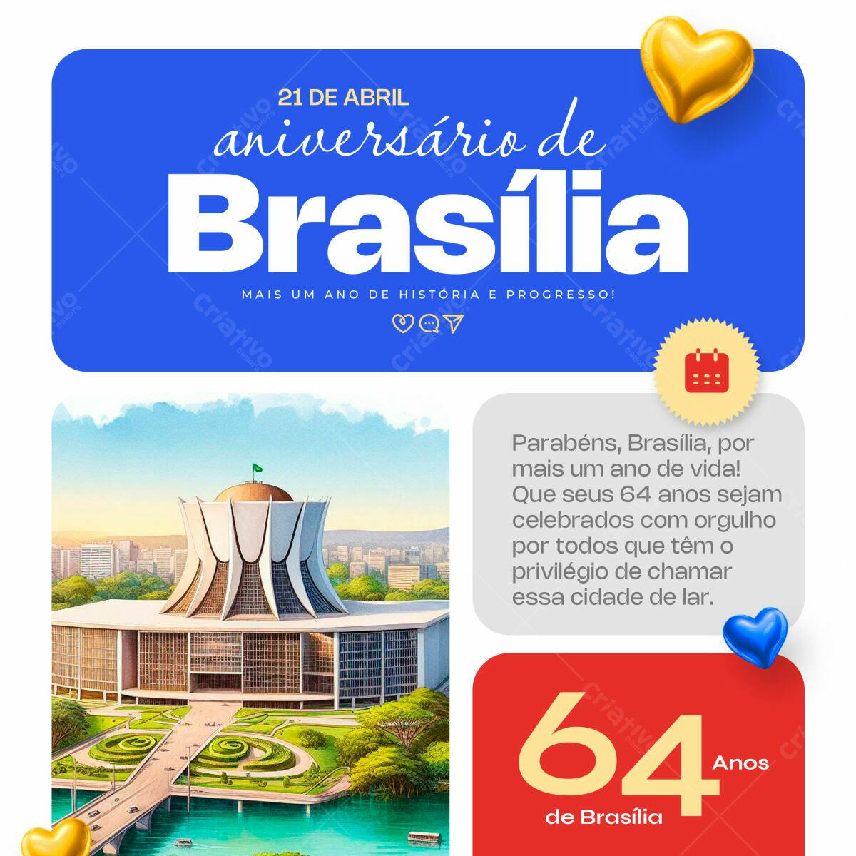 Flyer Aniversário de Brasília PSD Editável