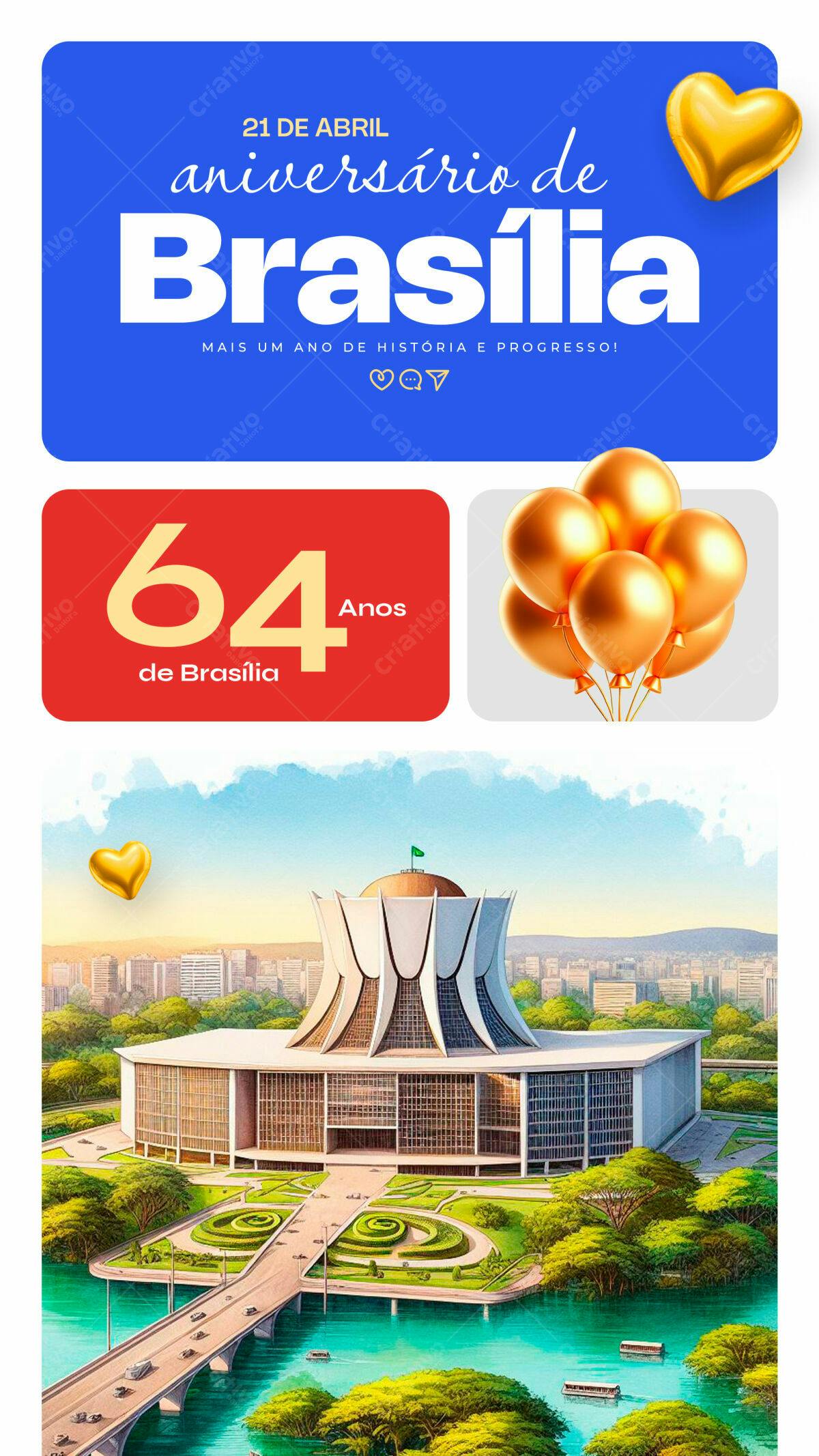 Flyer Aniversário de Brasília PSD Editável