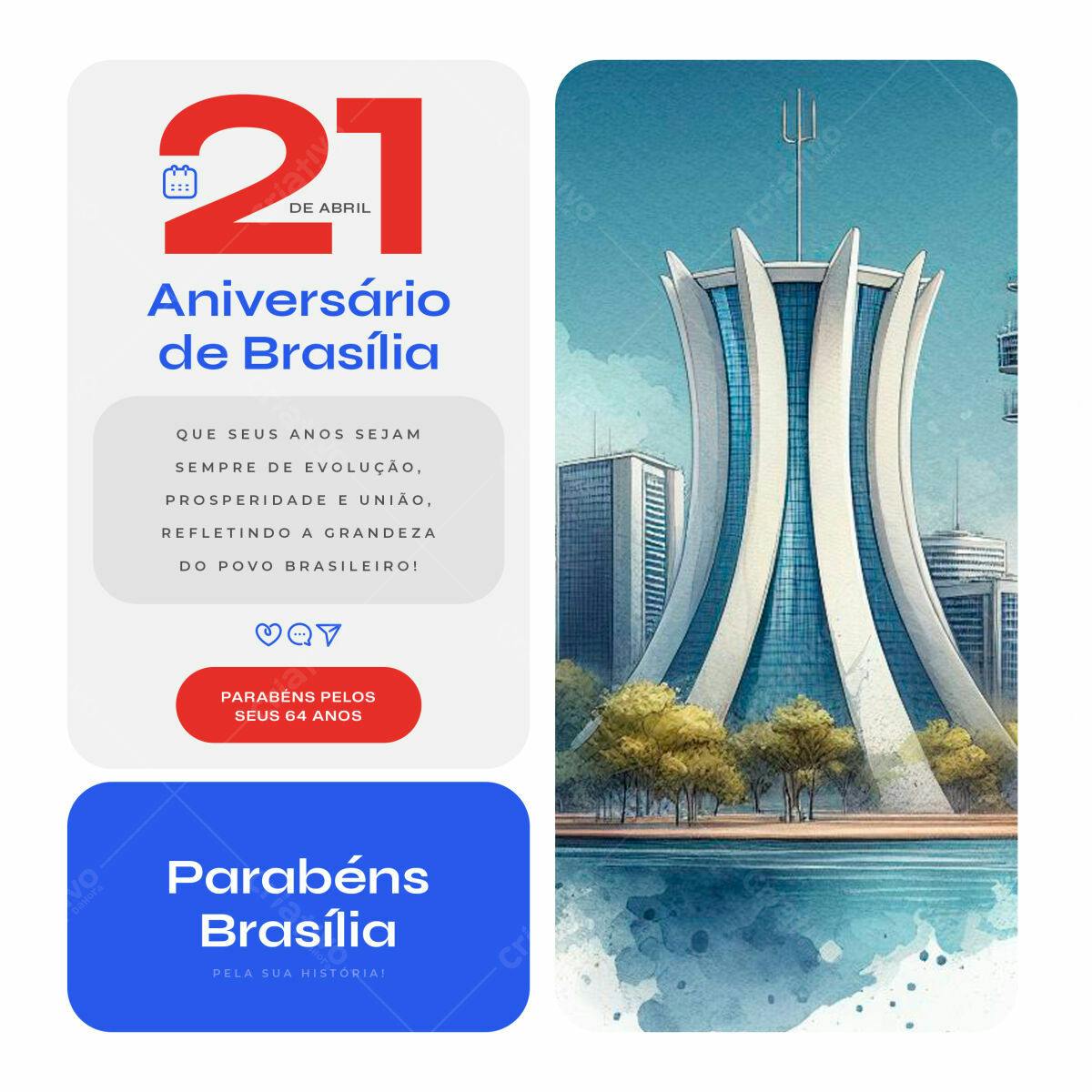 Post para Aniversário de Brasília PSD Editável