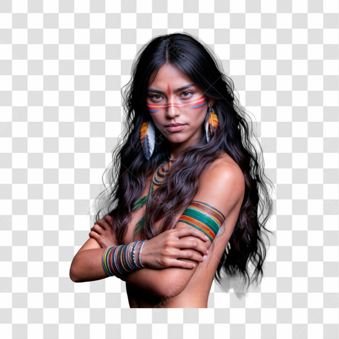 Imagem PNG mulher indígena com fundo transparente
