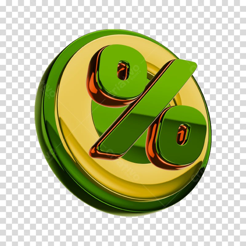 Icone Desconto Verde e Dourado PNG com fundo transparente