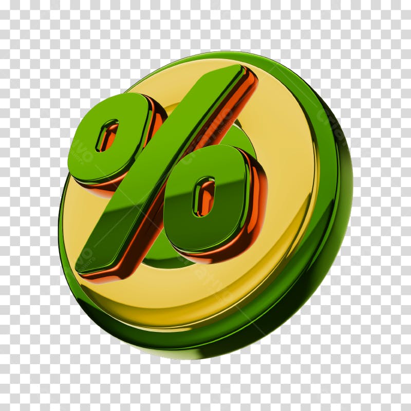 Icone Desconto Verde e Dourado PNG com fundo transparente