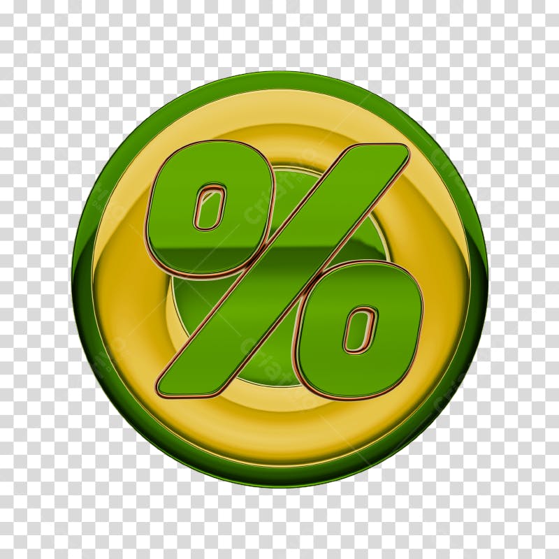 Icone Desconto Verde e Dourado PNG com fundo transparente