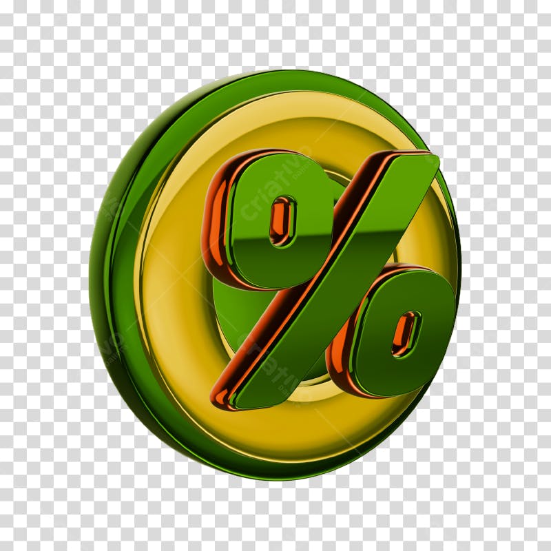 Icone Desconto Verde e Amarelo PNG com fundo transparente