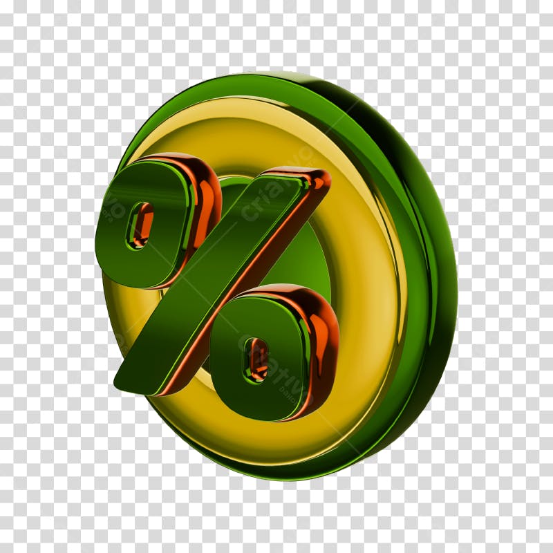 Icone Desconto Verde e Dourado PNG com fundo transparente