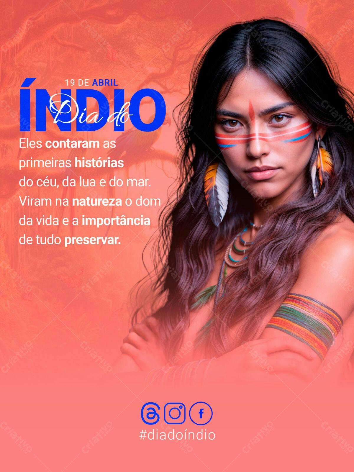 Post para Dia do Índio PSD Editável