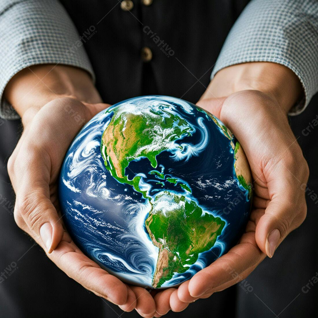 Mãos segurando o planeta Terra