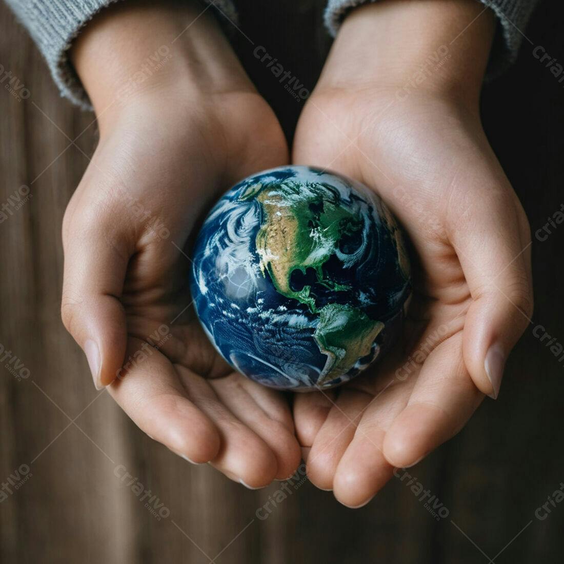 Mãos segurando globo terrestre
