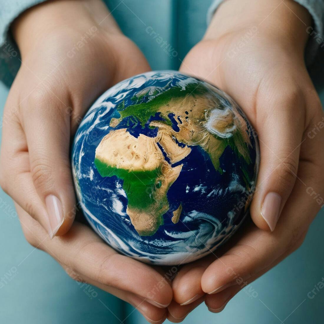 Mãos segurando o planeta Terra