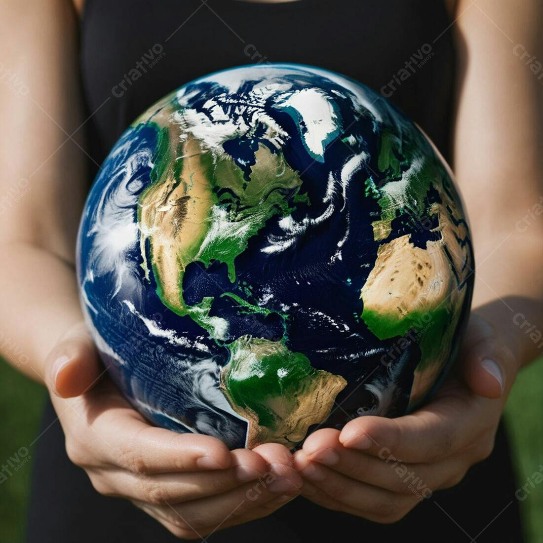 Mãos segurando globo terrestre
