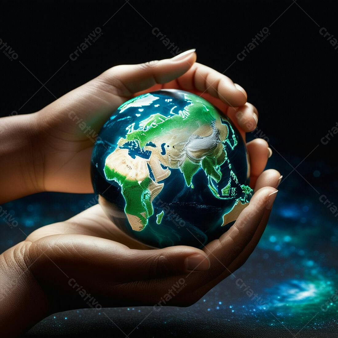 Mãos segurando globo terrestre