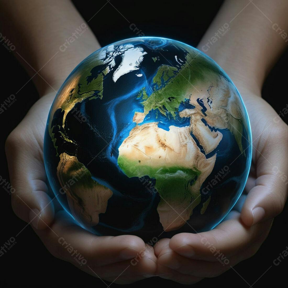 Mãos segurando o planeta Terra