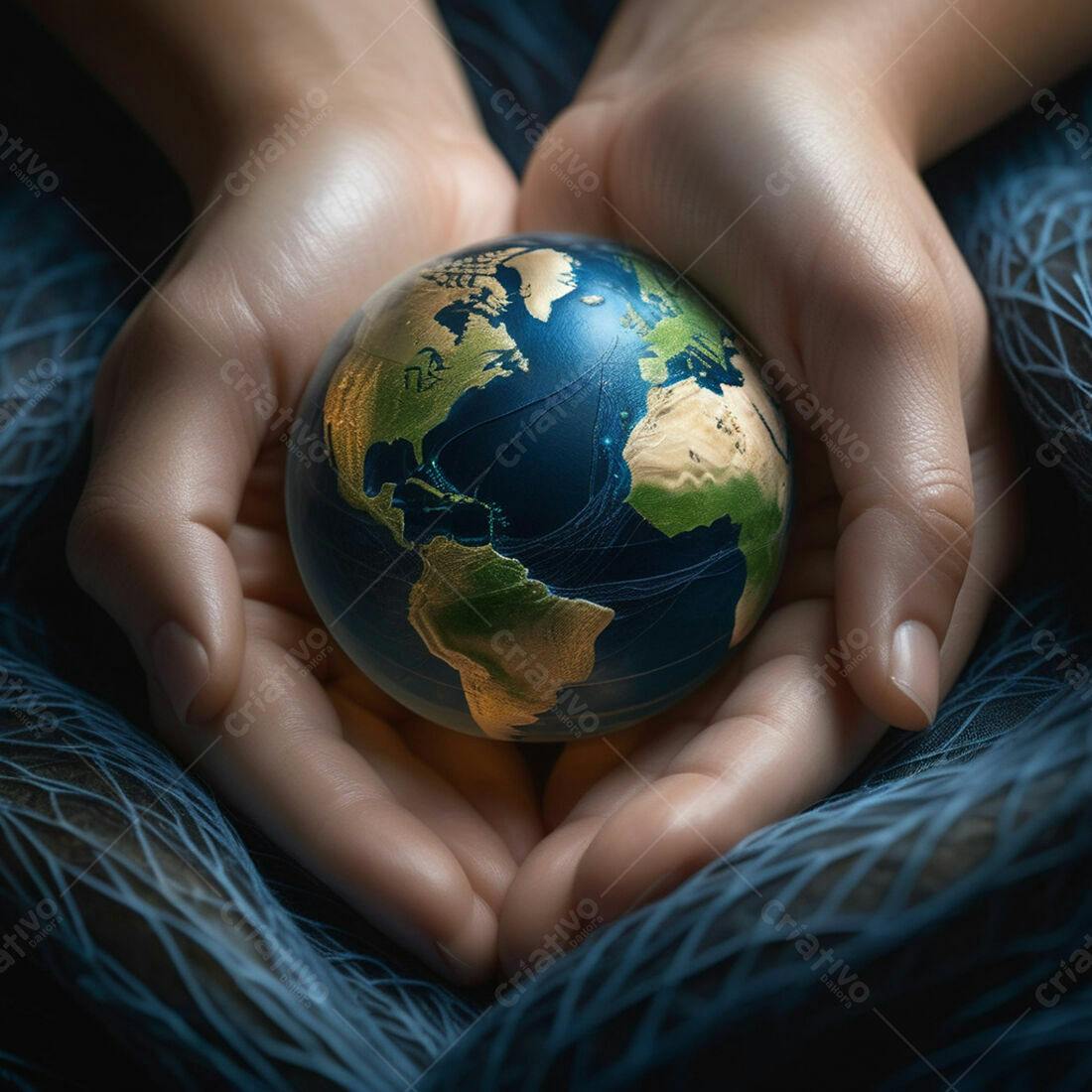 Mãos segurando globo terrestre
